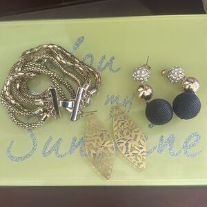 J crew bracelet and 2 sets earrings